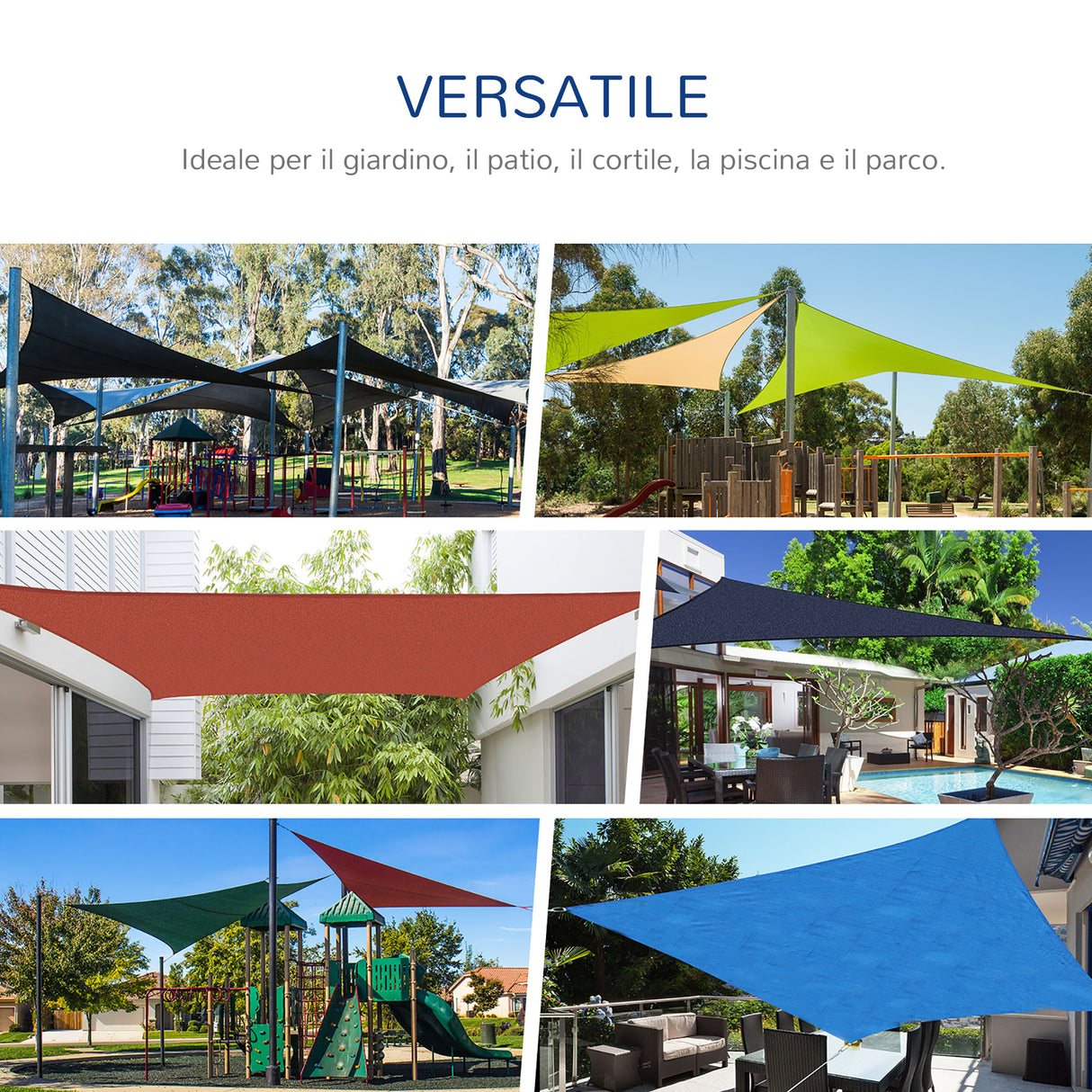 easycomfort tenda da sole vela ombreggiante triangolare 5x5x5m anti uv e traspirante in hdpe bianca e blu