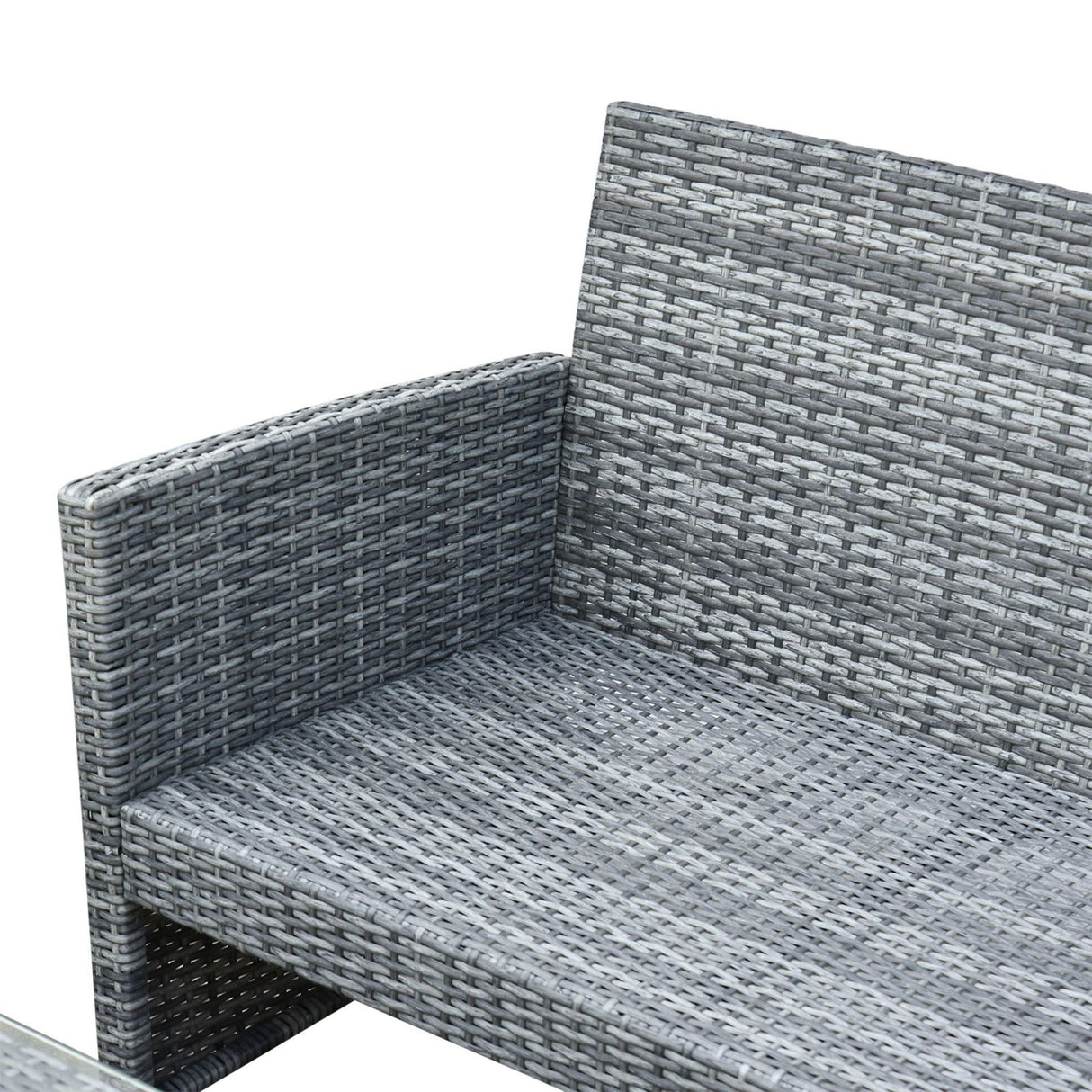 easycomfort easycomfort set mobili da giardino in pe rattan divanetto e 2 poltrone con tavolino e cuscini grigio