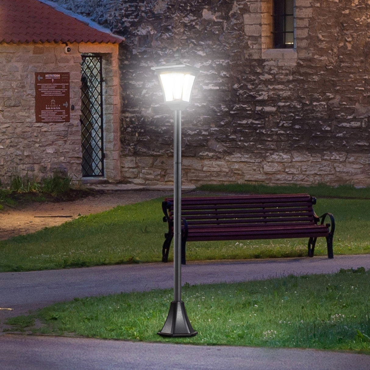 easycomfort easycomfort lampione da giardino led a pannelli solari nero 160cm