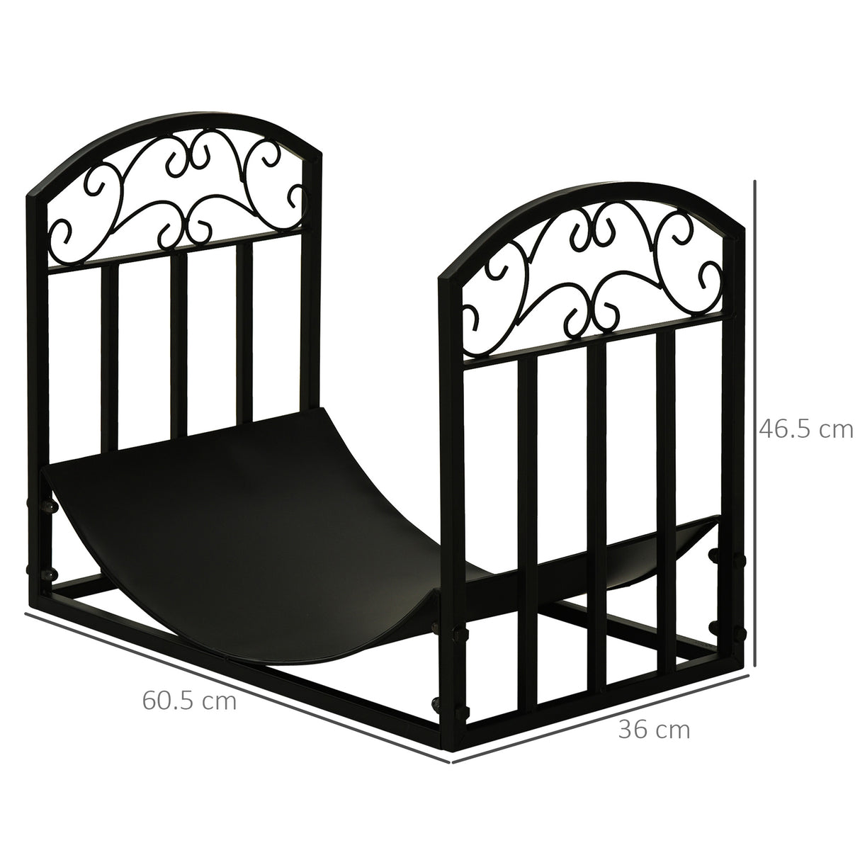 easycomfort portalegna da interno ed esterno in metallo con ripiano curvo fino 60kg di legna nero