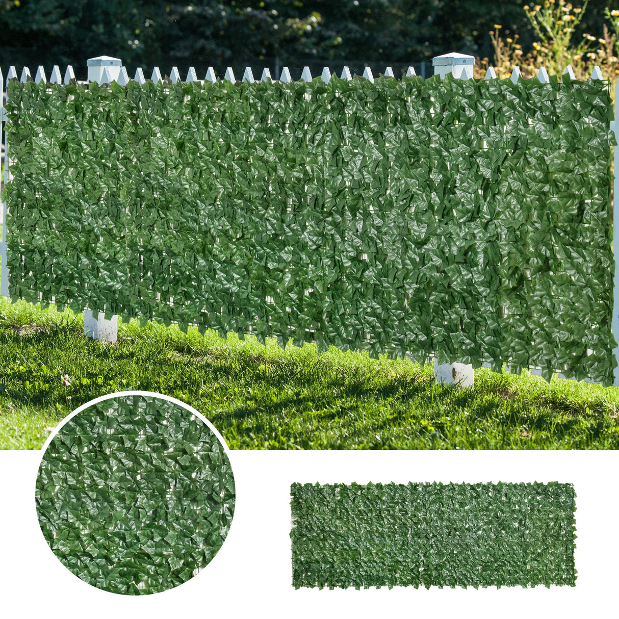 easycomfort rotolo di siepe artificiale per balcone e giardino in pe anti uv con foglie verde scuro 300x100cm