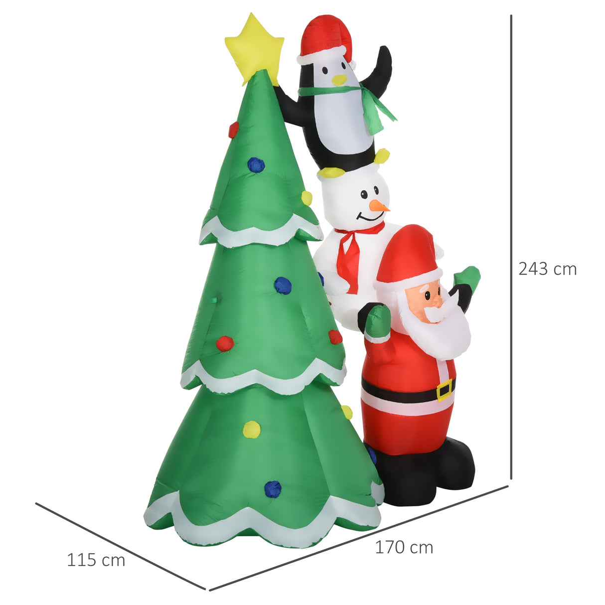 easycomfort easycomfort albero di natale gonfiabile gigante 243cm con luci a led e babbo natale decorazione natalizia da esterno impermeabile