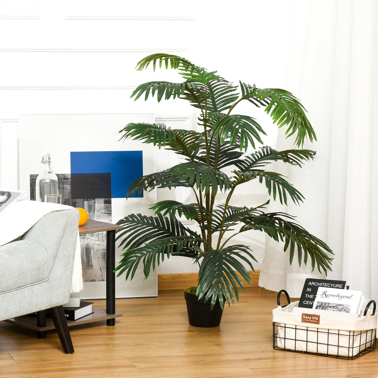 easycomfort easycomfort palma in plastica decorativa con 20 foglie e vaso altezza 140cm