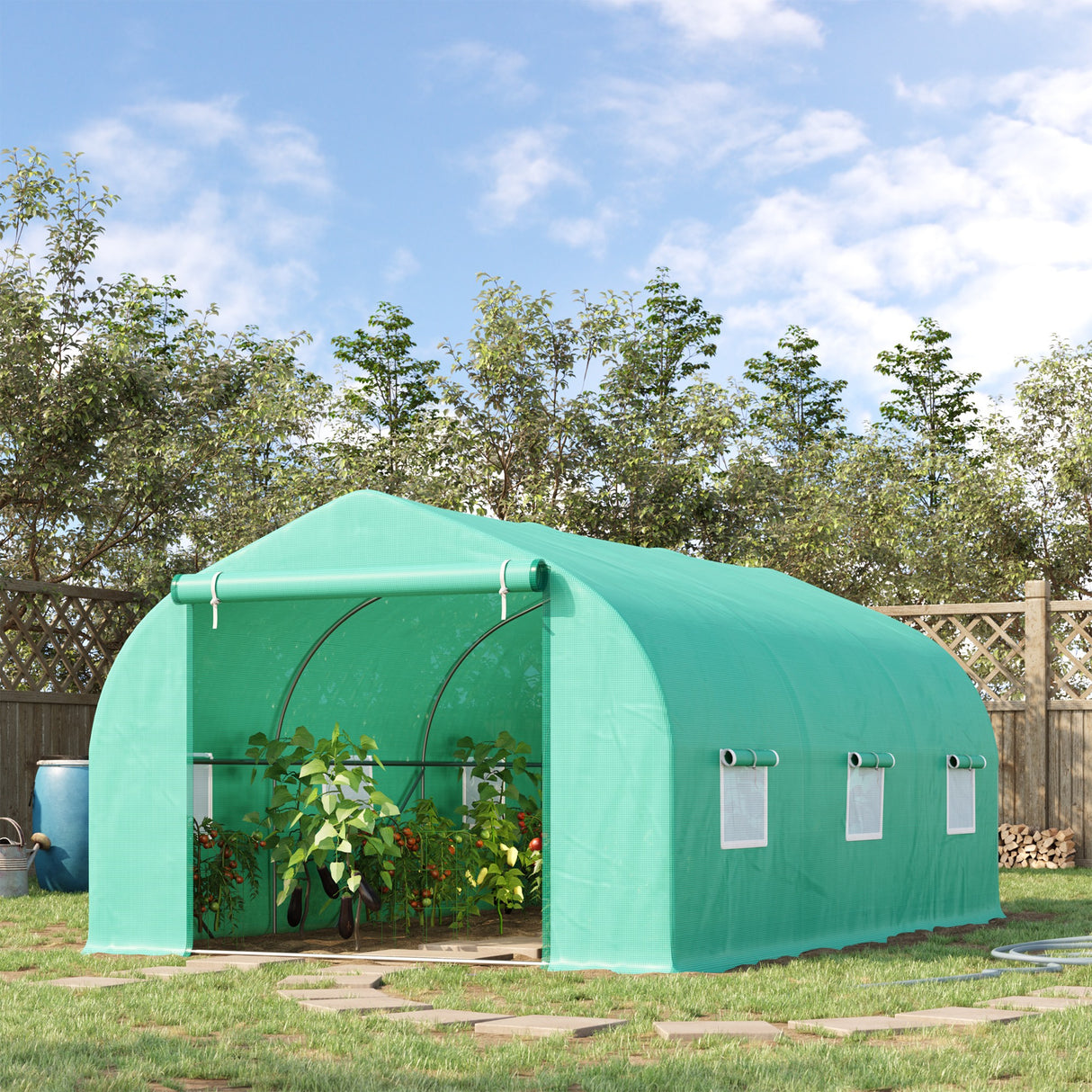 easycomfort easycomfort serra da giardino con tetto spiovente in pe e tubi d acciaio verde scuro 4.5x3x2m