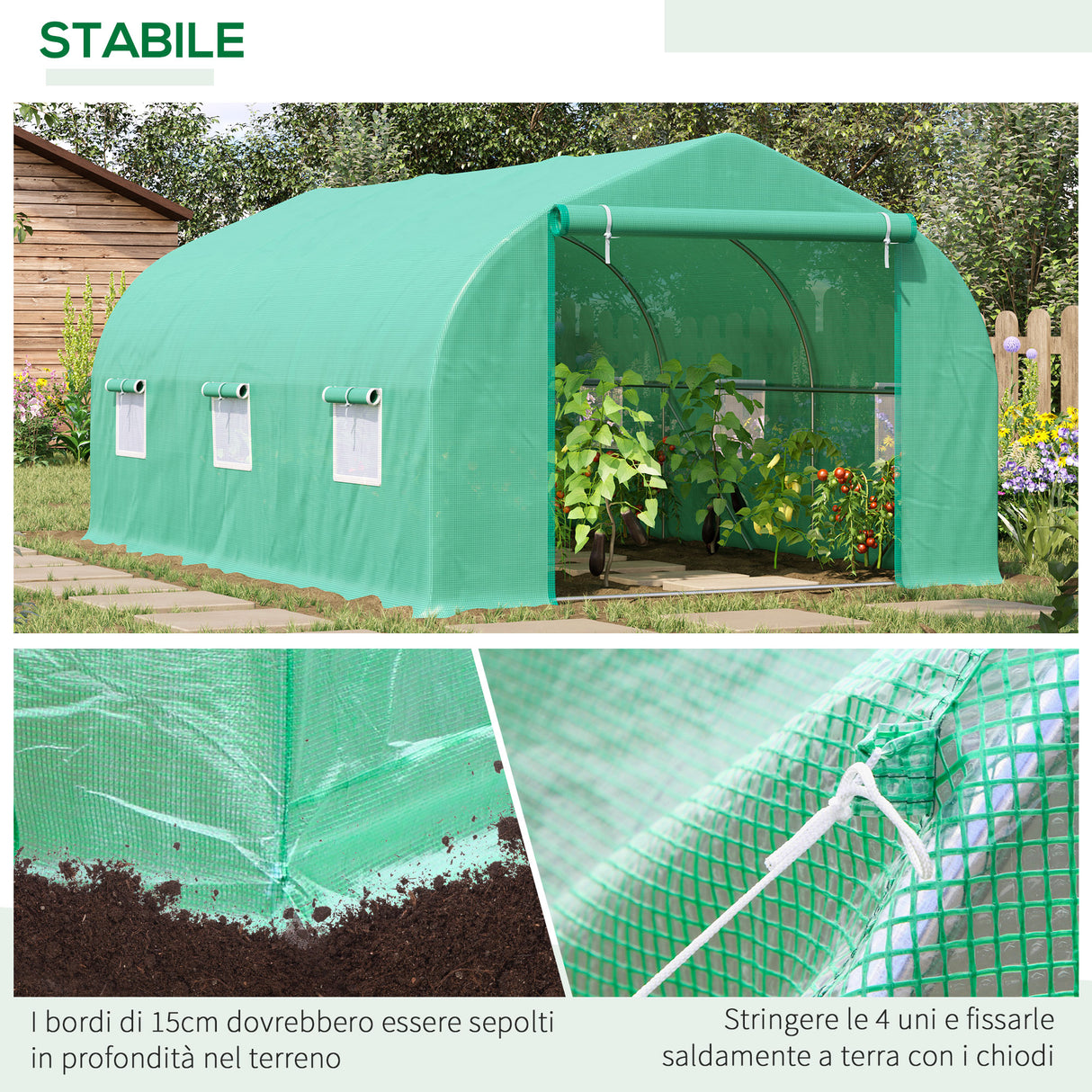 easycomfort easycomfort serra da giardino con tetto spiovente in pe e tubi d acciaio verde scuro 4.5x3x2m