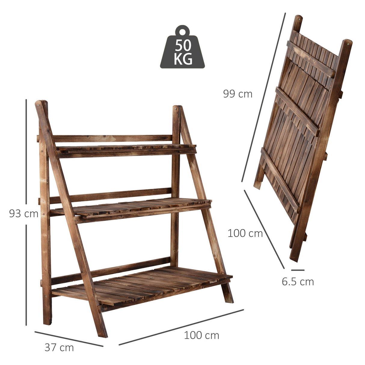easycomfort easycomfort scaletta fioriera portavasi da giardino a 3 ripiani in legno di abete 100x37x93cm