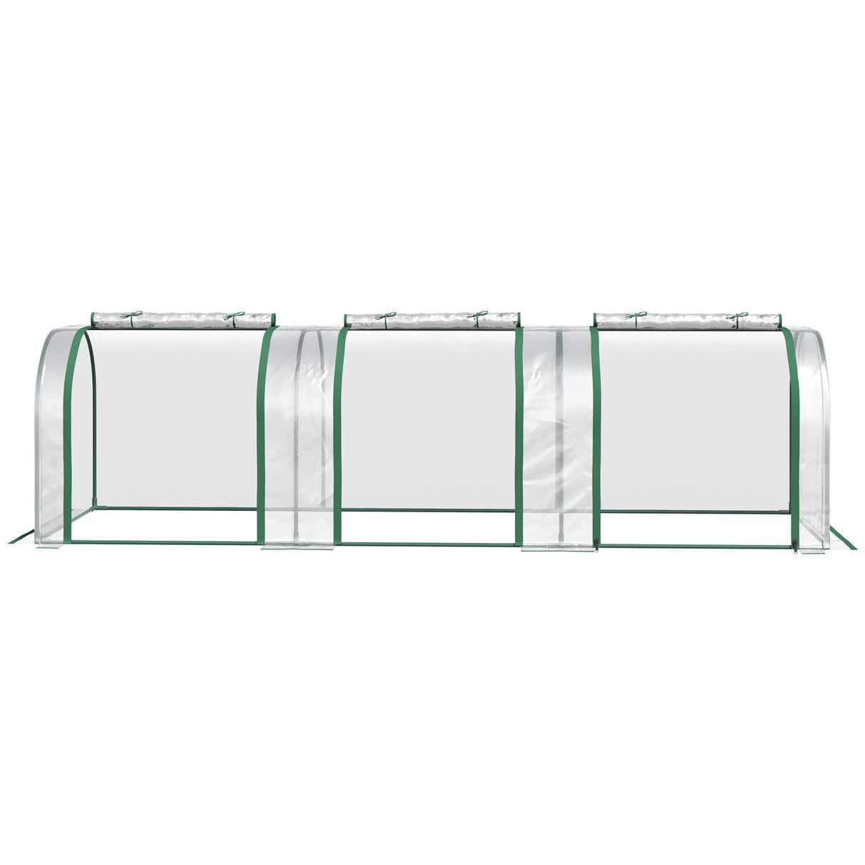 easycomfort serra a tunnel in pvc trasparente e acciaio con porte a cerniera 295x100x80 cm