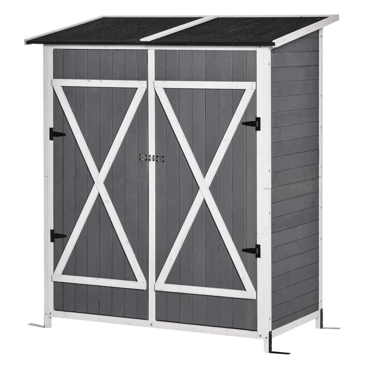 easycomfort easycomfort casetta in legno da giardino con 2 ante armadio da esterno porta attrezzi da giardino con uno sgabello 139x75x147160cm