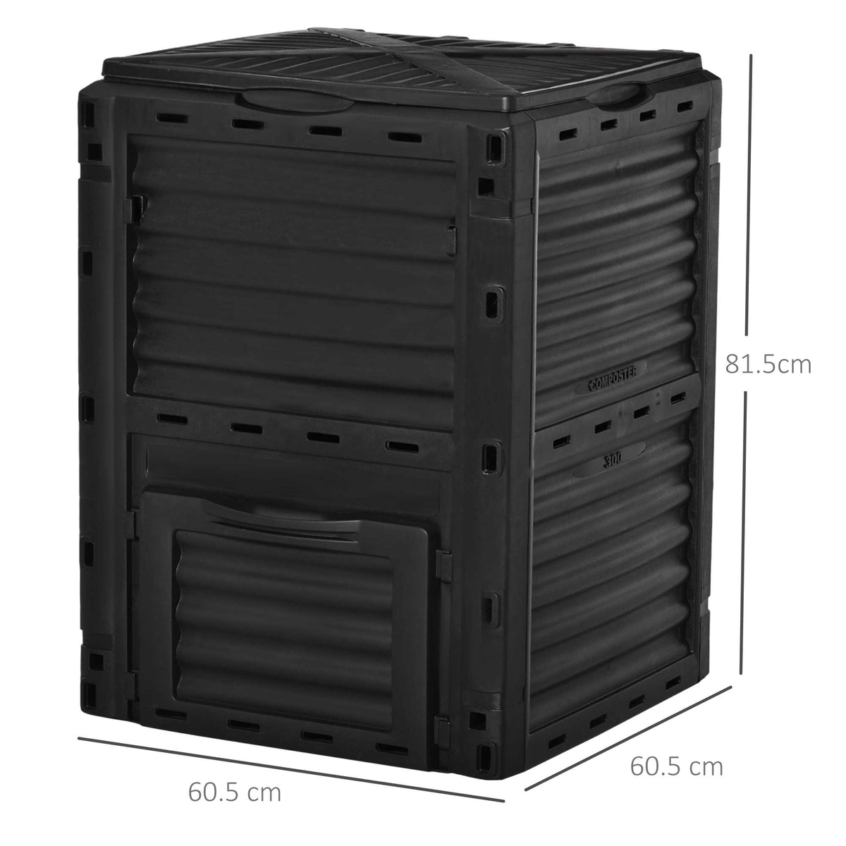 easycomfort easycomfort bidone per compostaggio 300l nero