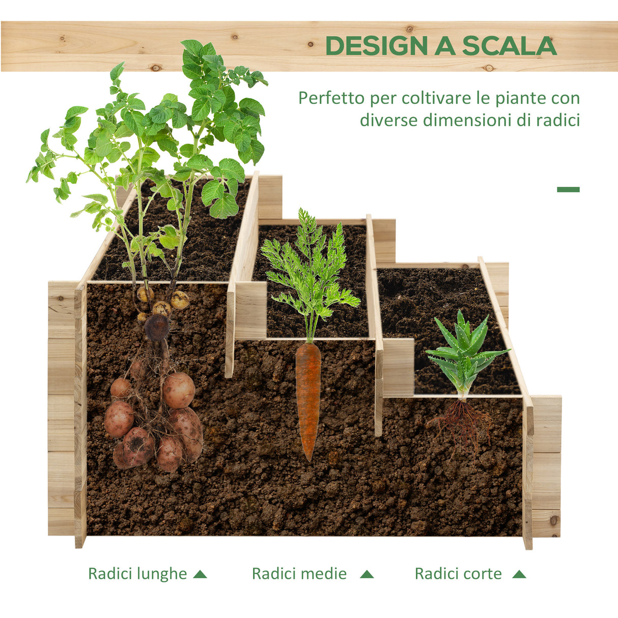 easycomfort fioriera in legno di abete a 3 livelli cassetta per orto rialzato da esterno 120x100x54cm