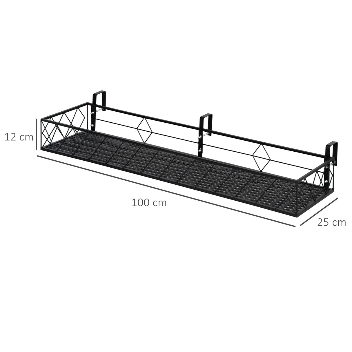 easycomfort fioriera da esterno portavasi con ganci per ringhiera balcone in metallo 100x31x12cm nero