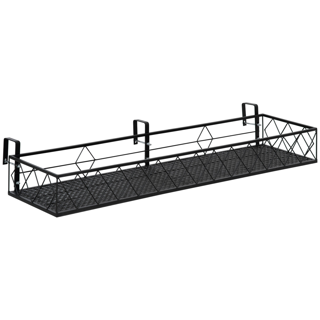 easycomfort fioriera da esterno portavasi con ganci per ringhiera balcone in metallo 100x31x12cm nero