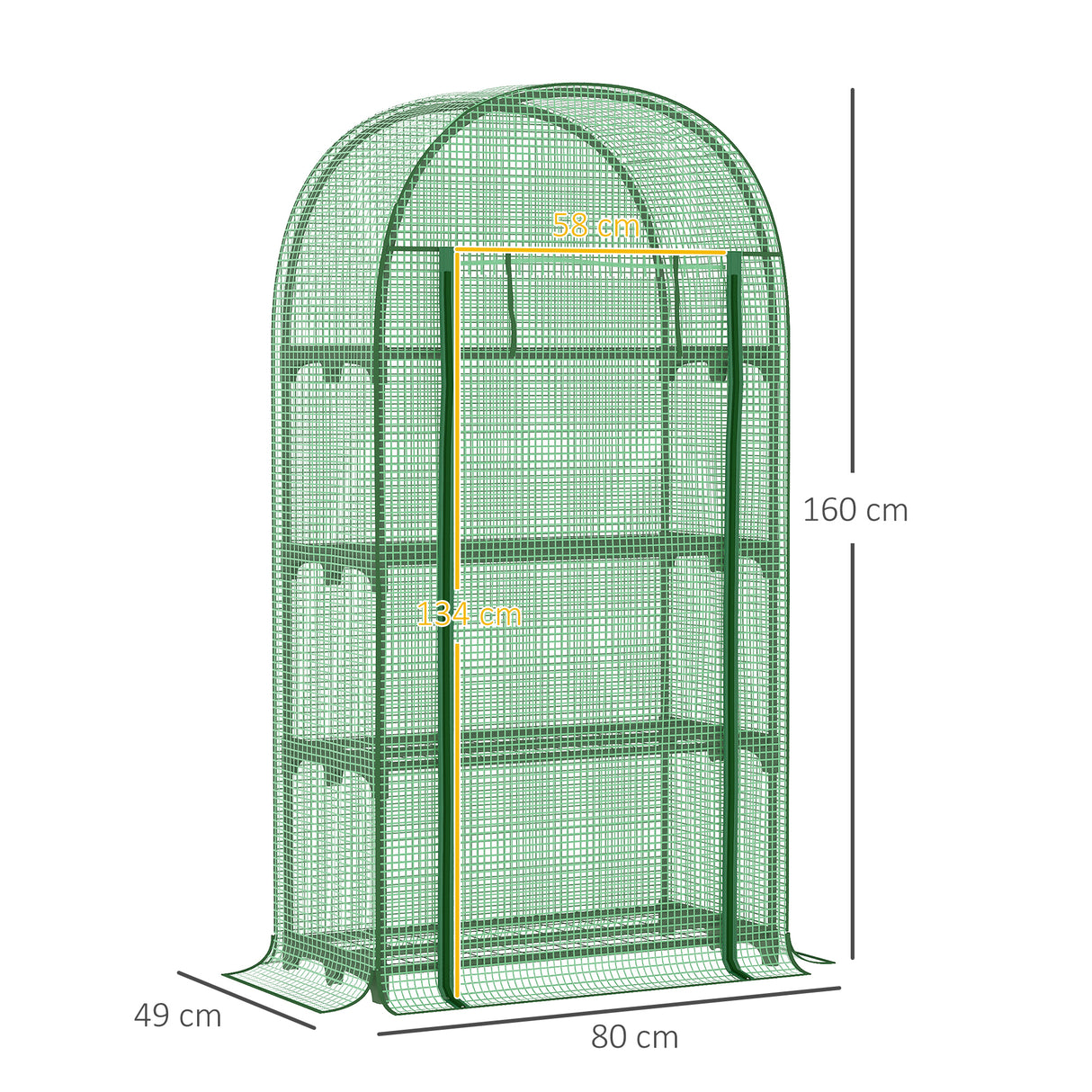 easycomfort serra da giardino con ripiani in metallo copertura in pe e porta avvolgibile 80x49x160cm verde