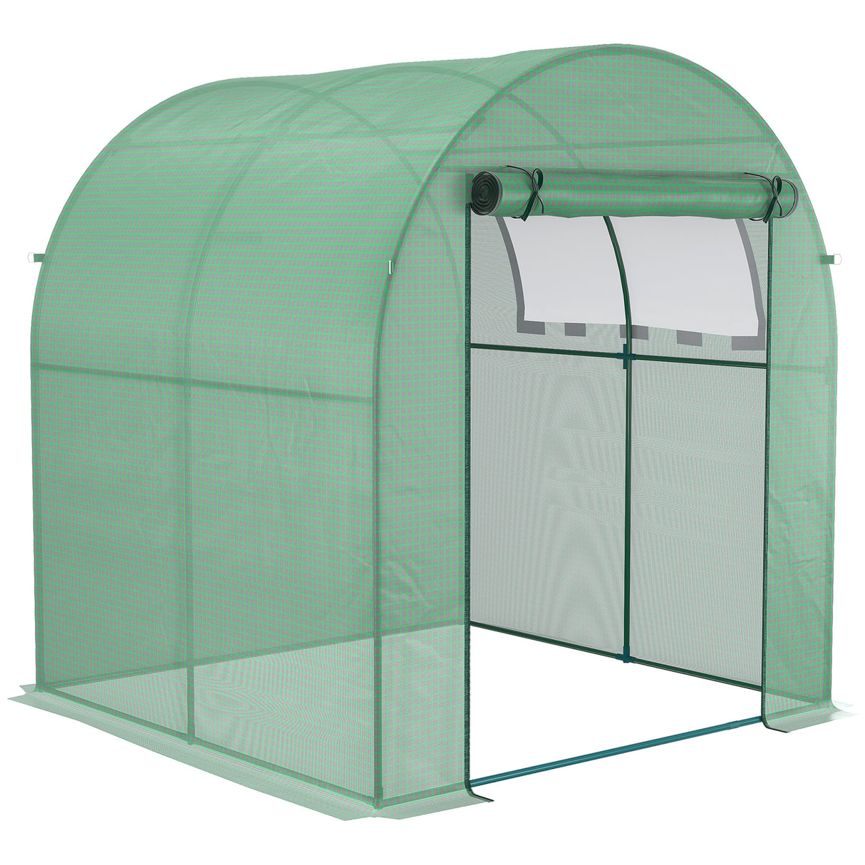 easycomfort serra da giardino a tunnel con porte e finestre avvolgibili in pe verde 180x180x200cm