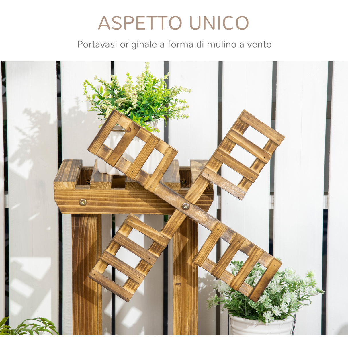 easycomfort scaffale per piante da esterno a 4 ripiani con decorazione a mulino 76x30x90 cm