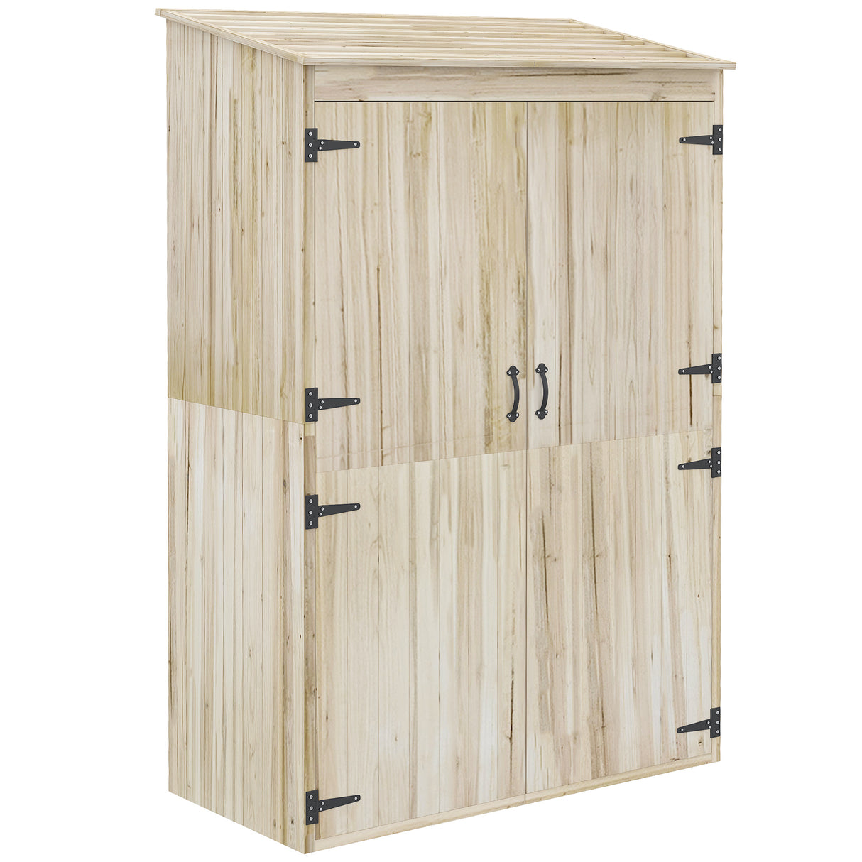 easycomfort casetta da giardino in legno di abete con 2 porte e ripiani 120x57x183cm naturale
