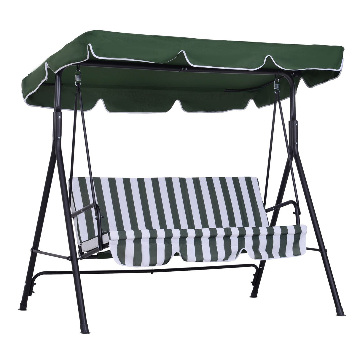 easycomfort easycomfort dondolo da giardino 3 posti con tetto e struttura in acciaio a righe verde e bianco