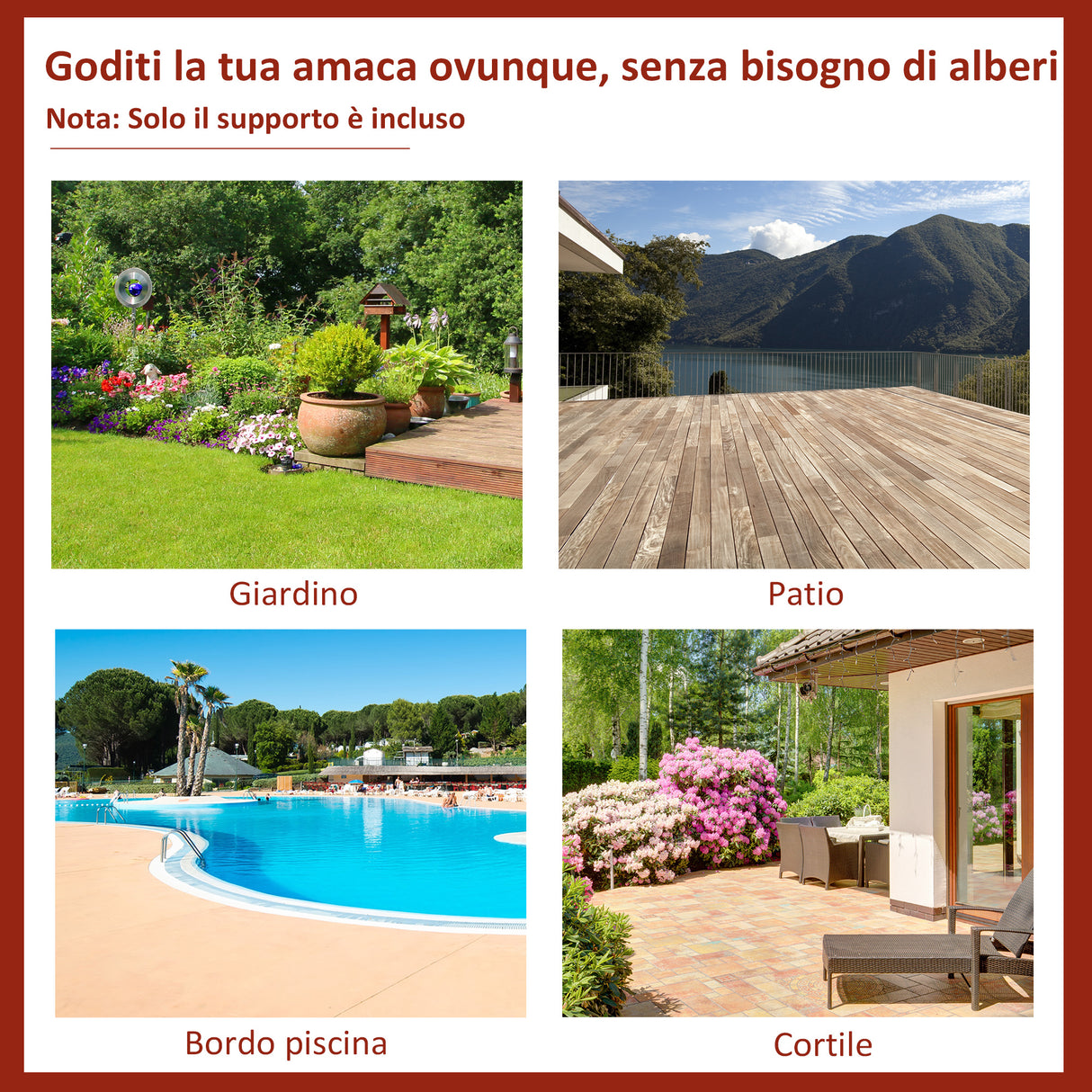 easycomfort easycomfort supporto struttura portante per amaca regolabile max.150kg nero 280x120x110cm