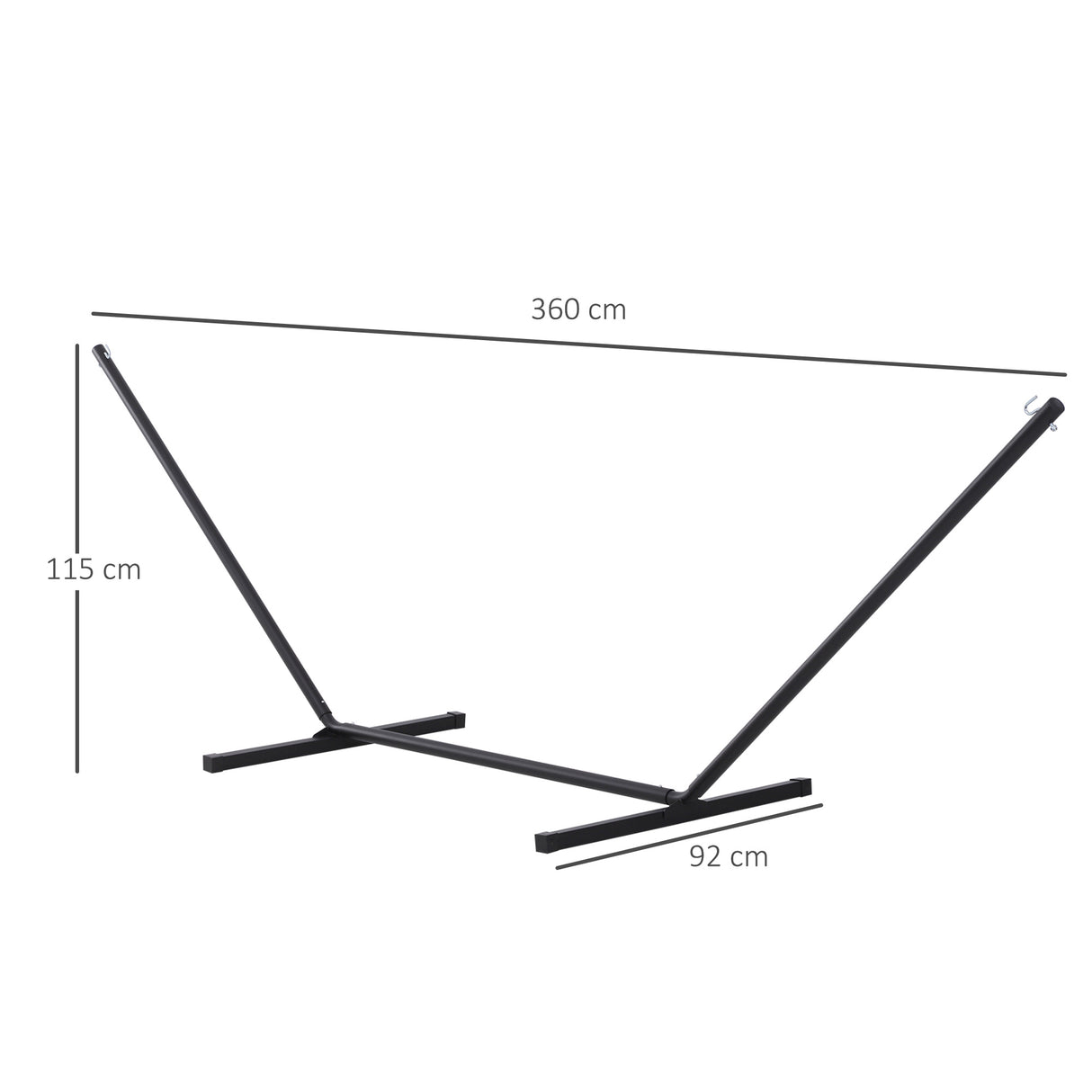 easycomfort easycomfort struttura portante per amaca supporto max. 150 kg in metallo nero 360x92x115cm