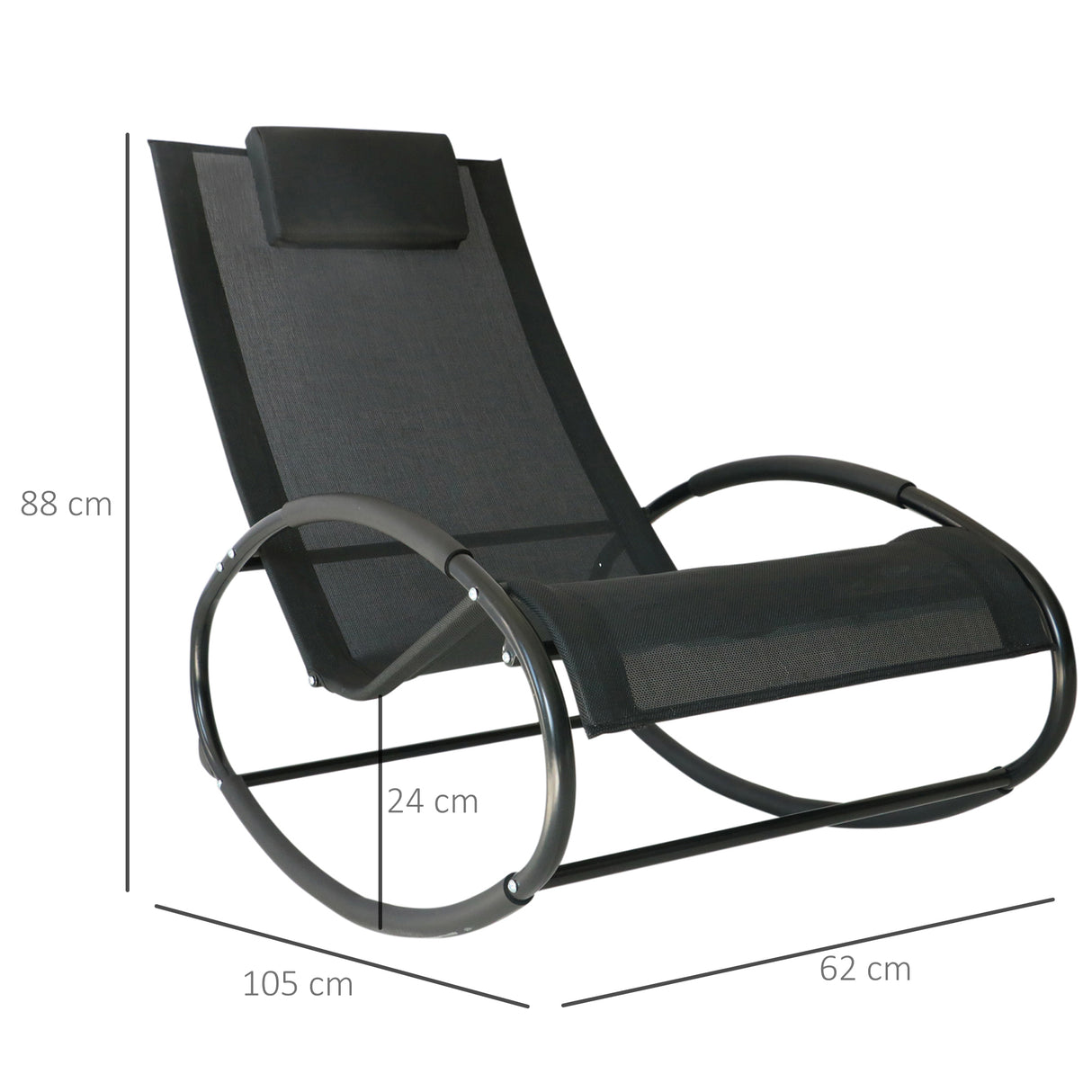 easycomfort easycomfort sdraio dondolo da esterno telaio in acciaio rivestimento in textilene nero