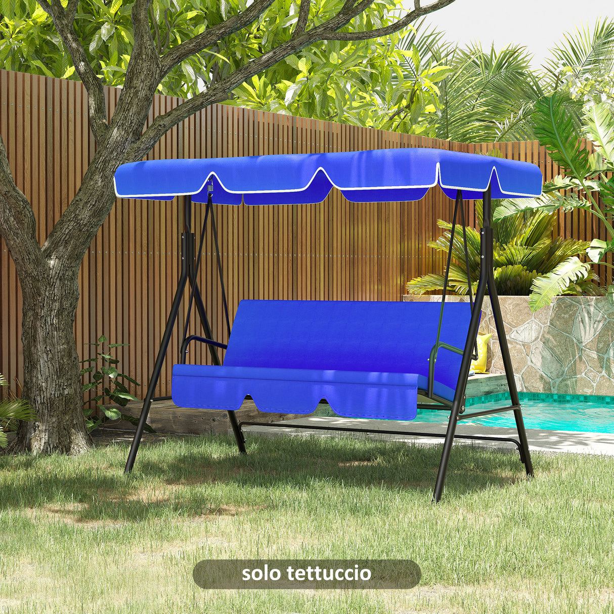 easycomfort tettuccio di ricambio per dondolo in poliestere con protezione uv50+ 192x144cm blu