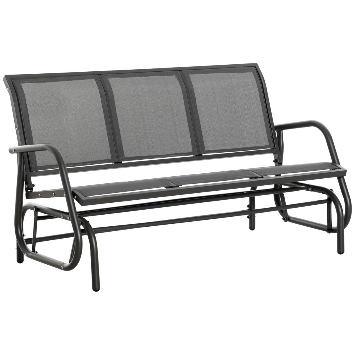 easycomfort panchina a dondolo da giardino a 3 posti in metallo e tessuto a rete traspirante 151x75x85cm grigio 33093