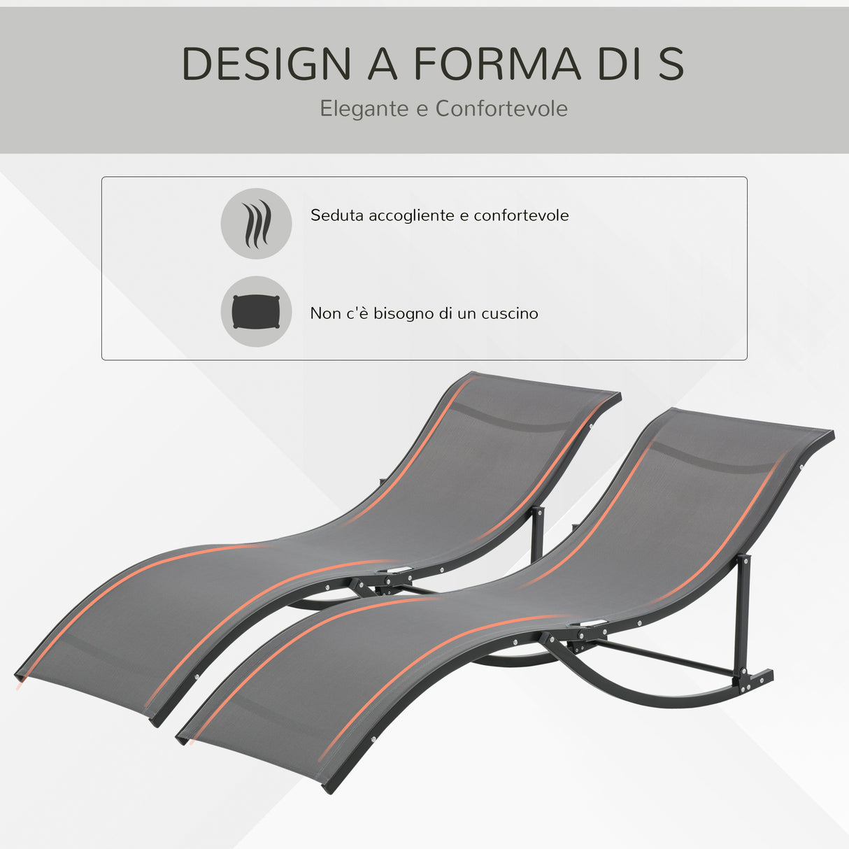 easycomfort set 2 sdraio da giardino pieghevoli lettino prendisole in alluminio e textilene 61x165x63cm