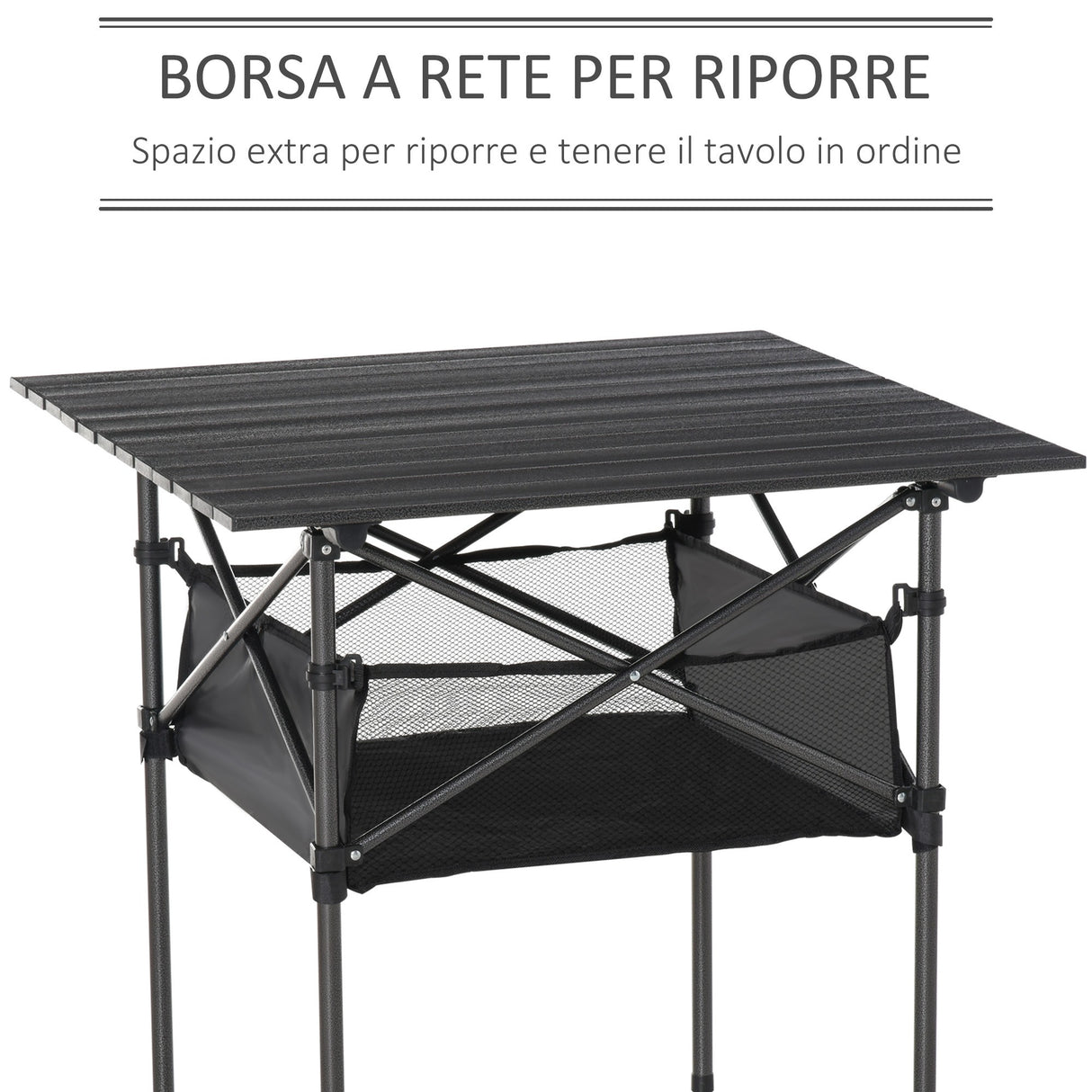 easycomfort easycomfort tavolo da campeggio pieghevole e arrotolabile con borsa da viaggio nera