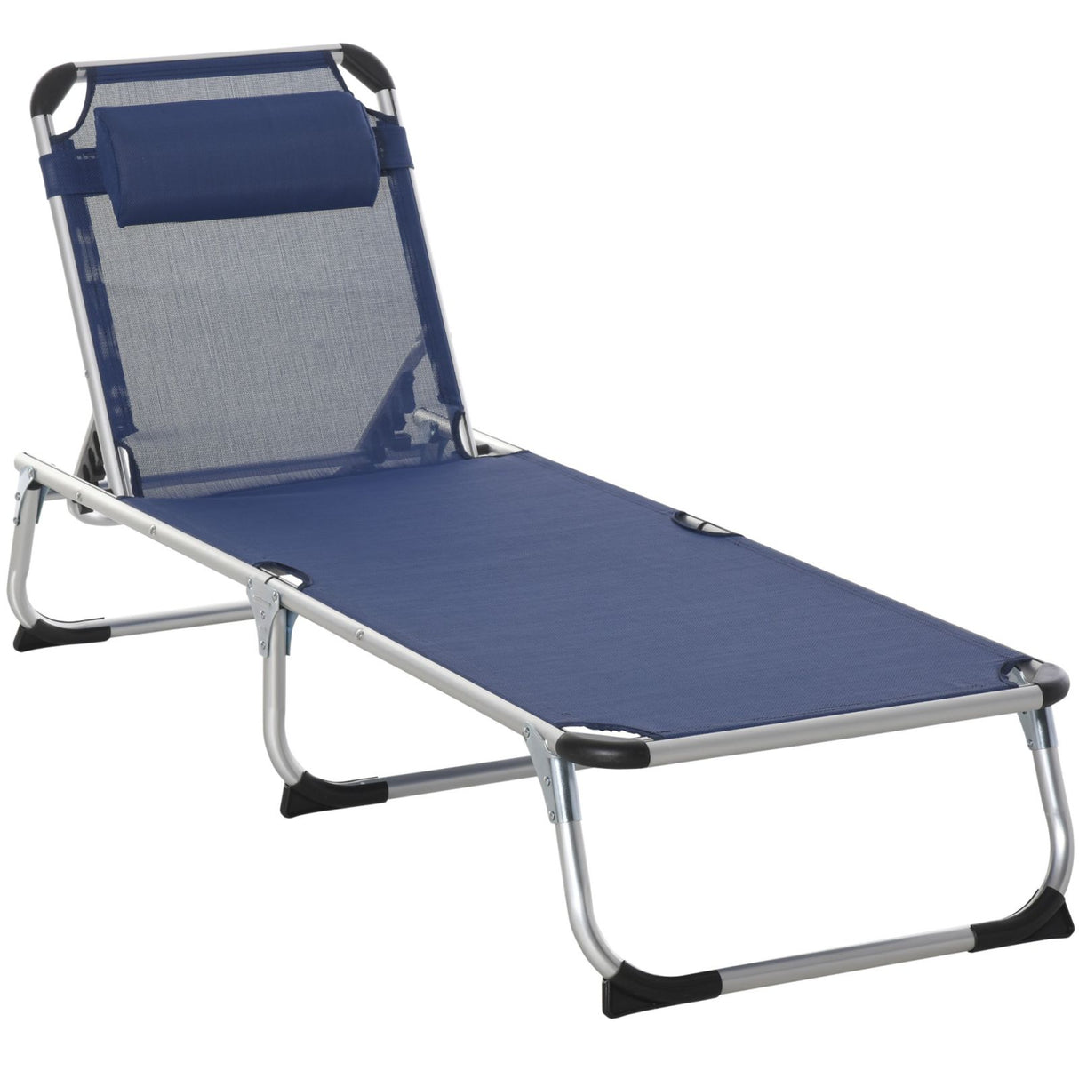 easycomfort easycomfort sdraio da giardino pieghevole con poggiatesta lettino prendisole con schienale regolabile blu scuro