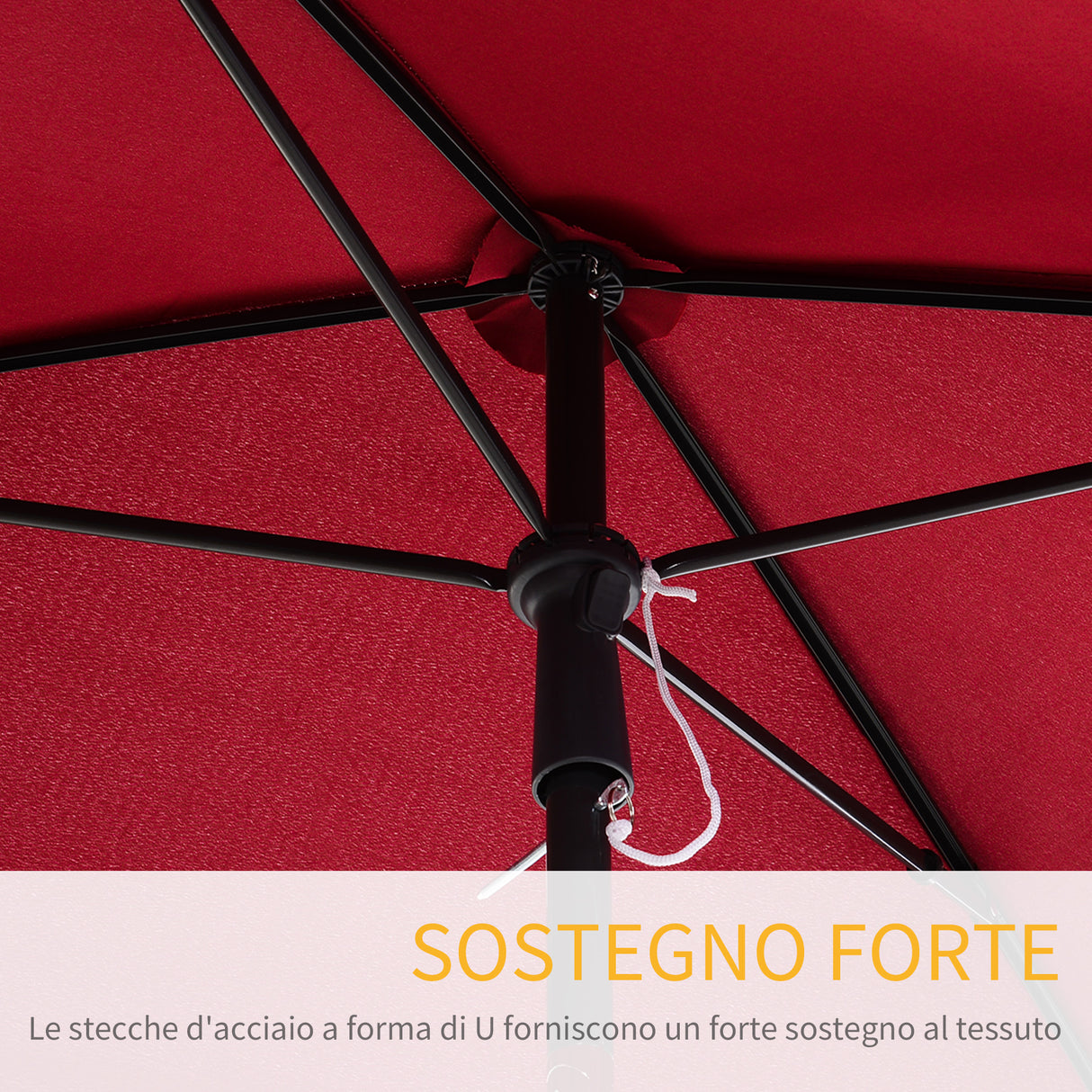 easycomfort easycomfort ombrellone da giardino rettangolare con inclinazione regolabile e palo in alluminio 198x130x240cm rosso e nero