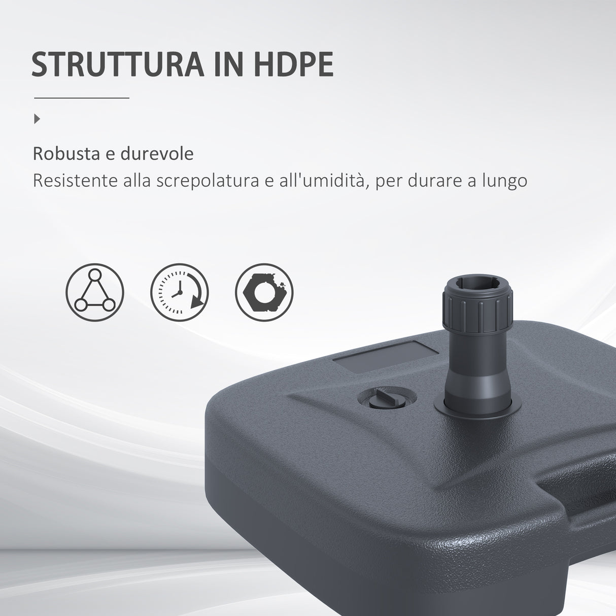 easycomfort easycomfort base per ombrellone riempibile con acqua e sabbia hdpe nero 46x45x26 cm