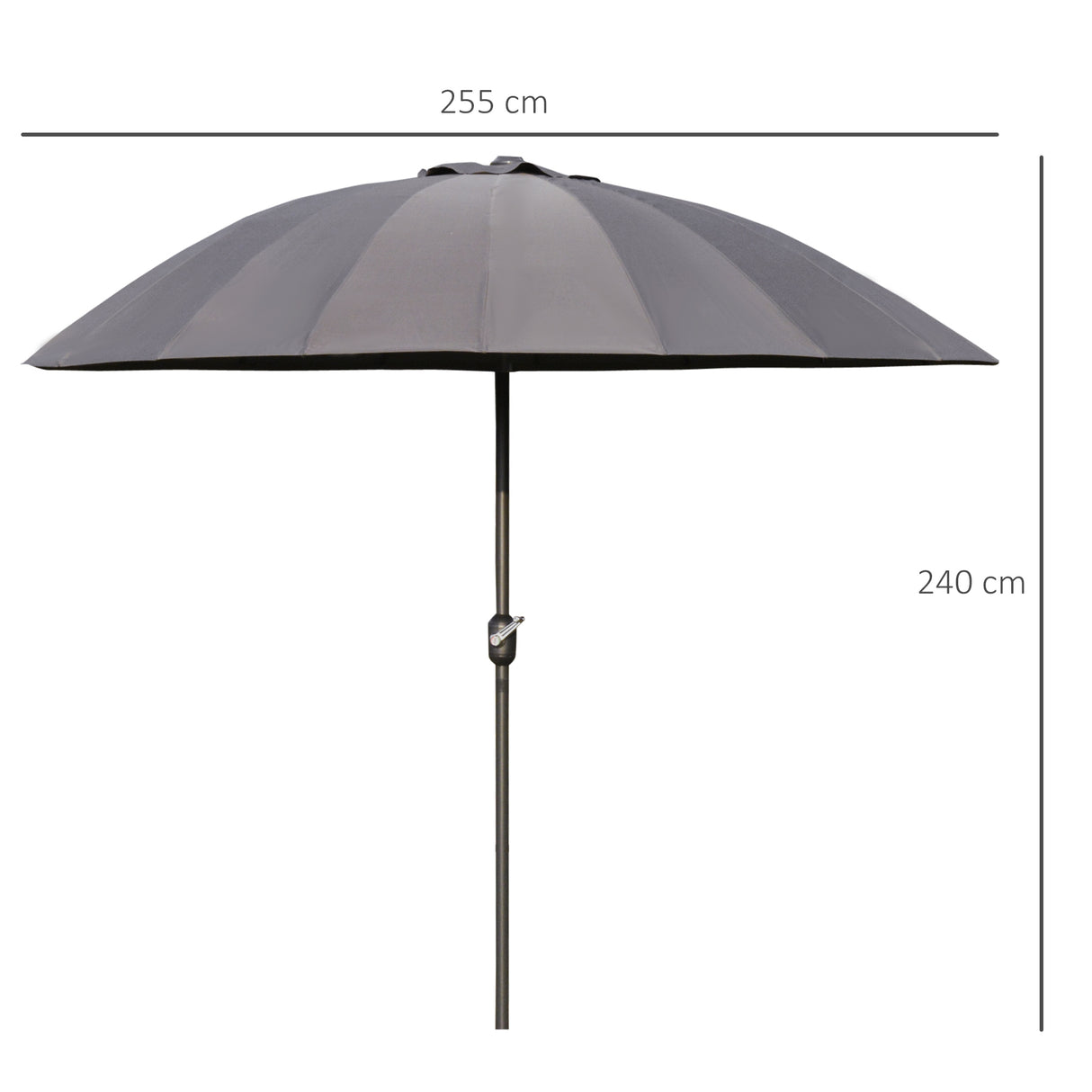 easycomfort easycomfort ombrellone da giardino e terrazza 2 5x2 5 m con manovella 18 stecche e testa inclinabile grigio scuro