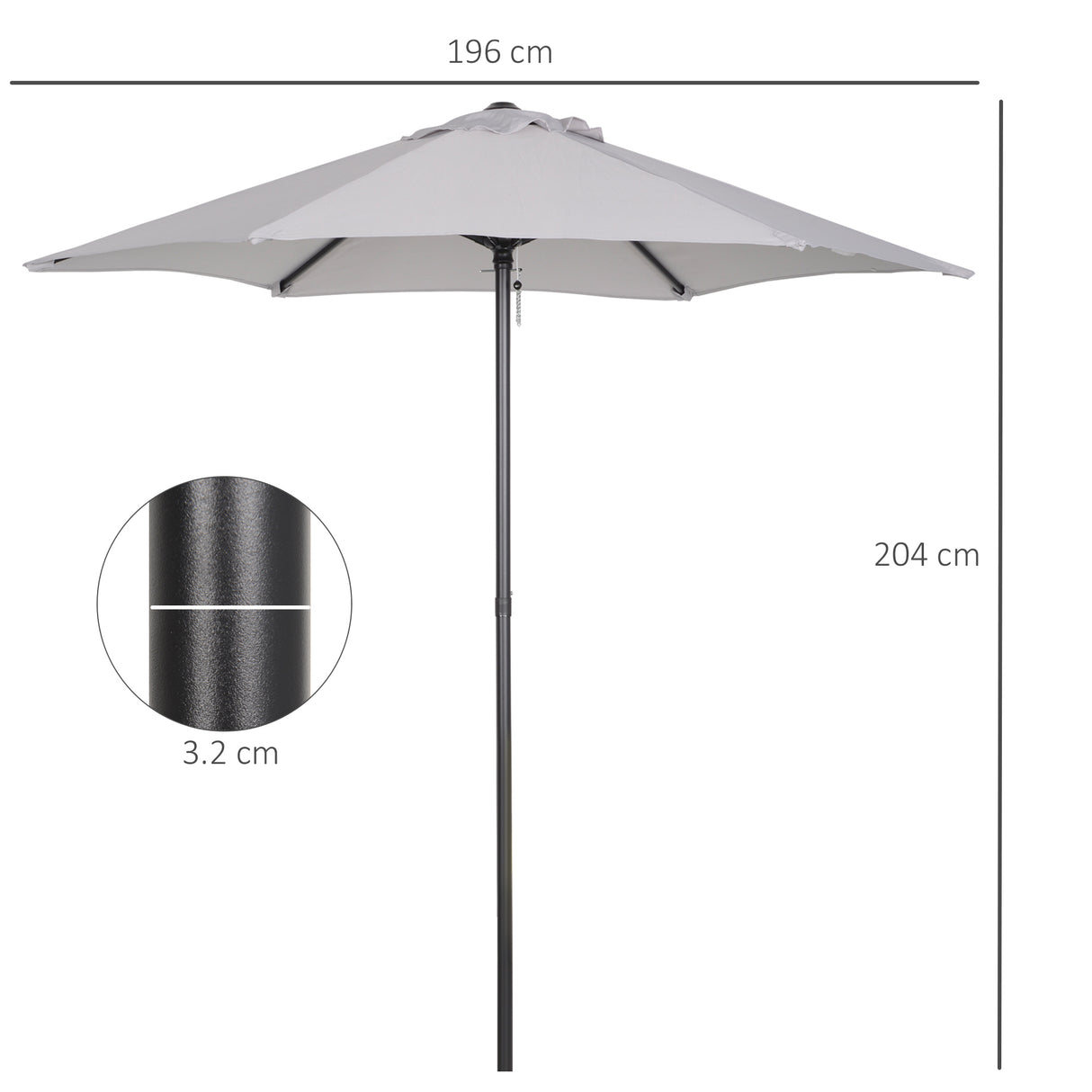 easycomfort outusnny ombrellone 2x2 m da giardino con palo centrale ombrellone per esterno in alluminio grigio chiaro