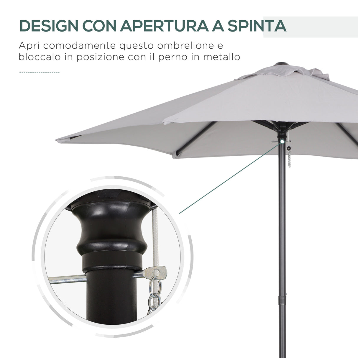 easycomfort outusnny ombrellone 2x2 m da giardino con palo centrale ombrellone per esterno in alluminio grigio chiaro