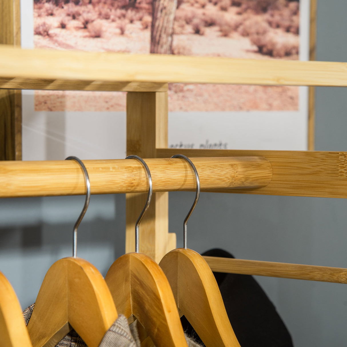 easycomfort easycomfort appendiabiti da terra in legno di bambu attaccapanni con mensole laterali per ingresso e camera da letto 90x30x155cm