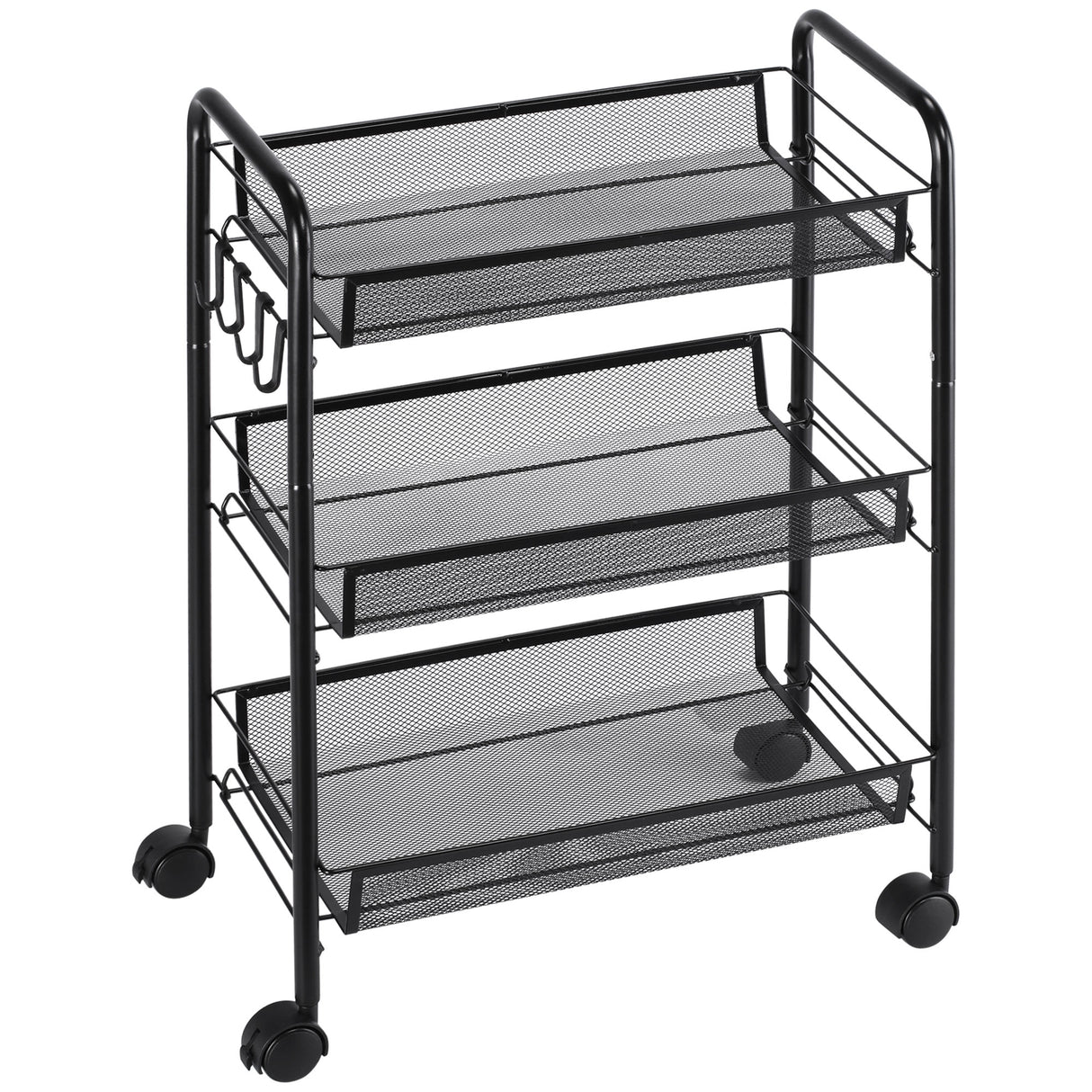 easycomfort easycomfort carrello da cucina a 3 livelli con cesti removibili e 4 ruote in acciaio e plastica pp 41 5lx26 5x63 cm nero