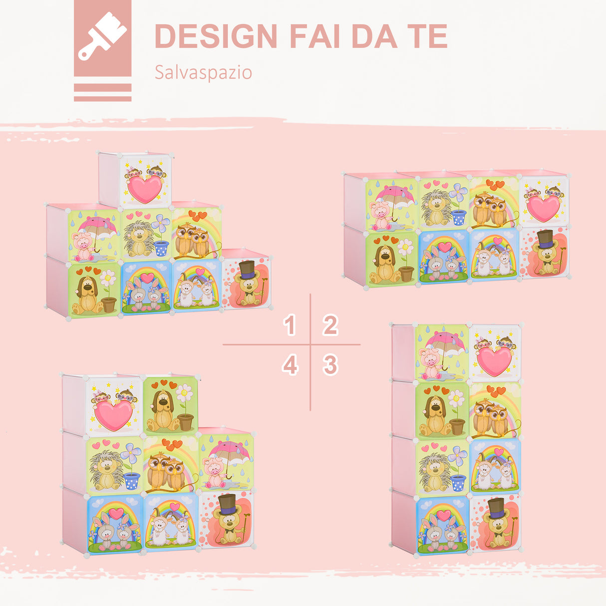 easycomfort easycomfort mobile scarpiera modulare salvaspazio 6 cubi 35x45x35 cm in acciaio e pp 74x47x144 cm rosa