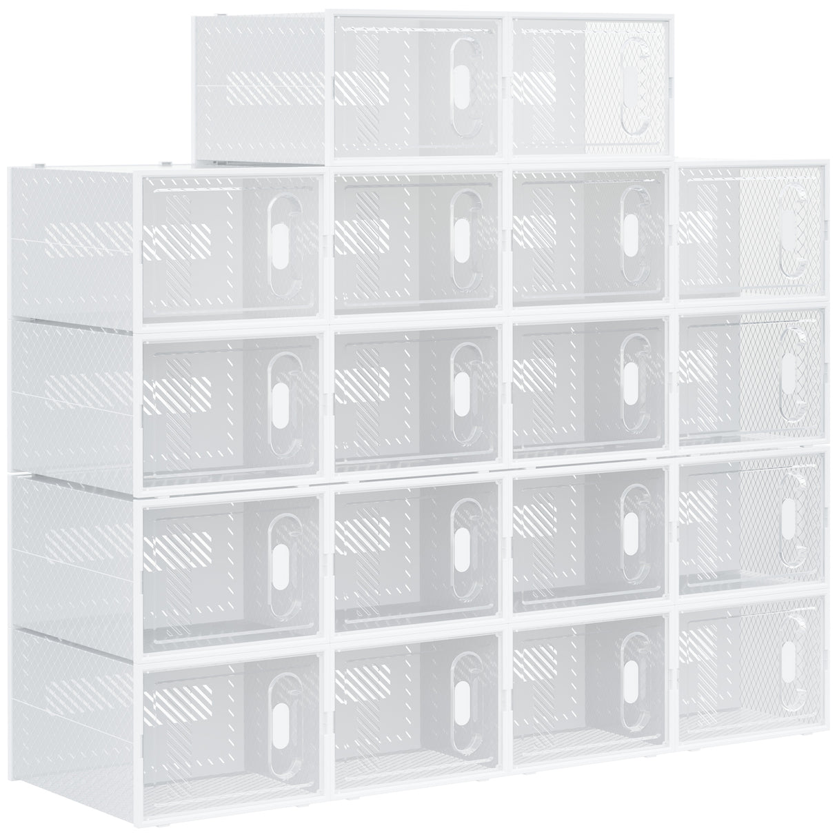 easycomfort easycomfort mobile scarpiera modulare salvaspazio 18 cubi 28x36x21 cm in plastica pp bianco