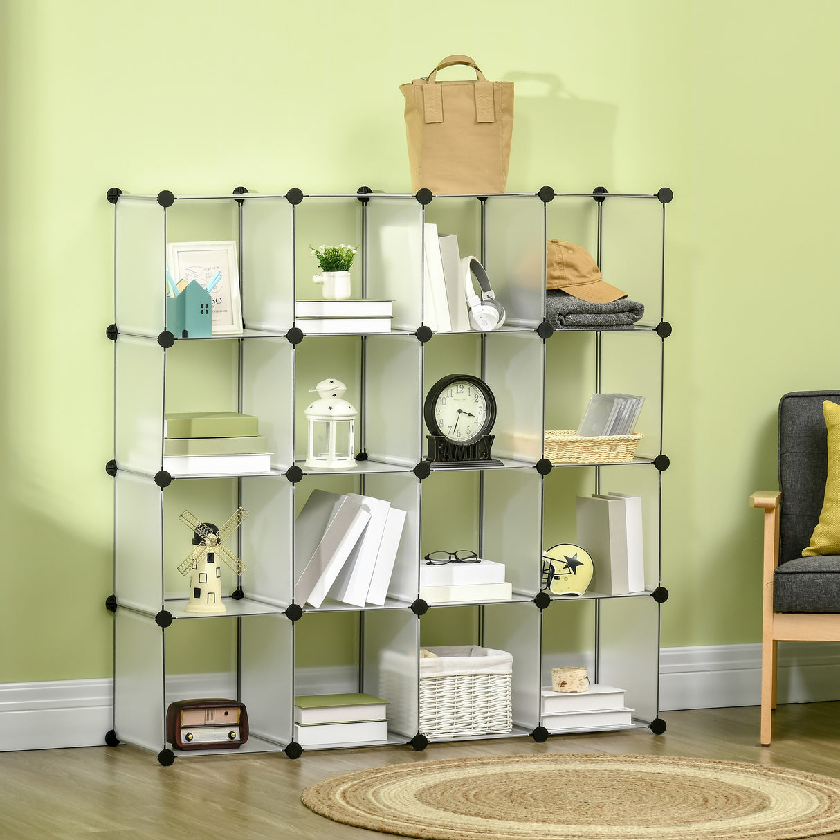 easycomfort easycomfort mobile scarpiera modulare salvaspazio 16 cubi 30x30x30 cm in acciaio e pp 125x32x125 cm trasparente
