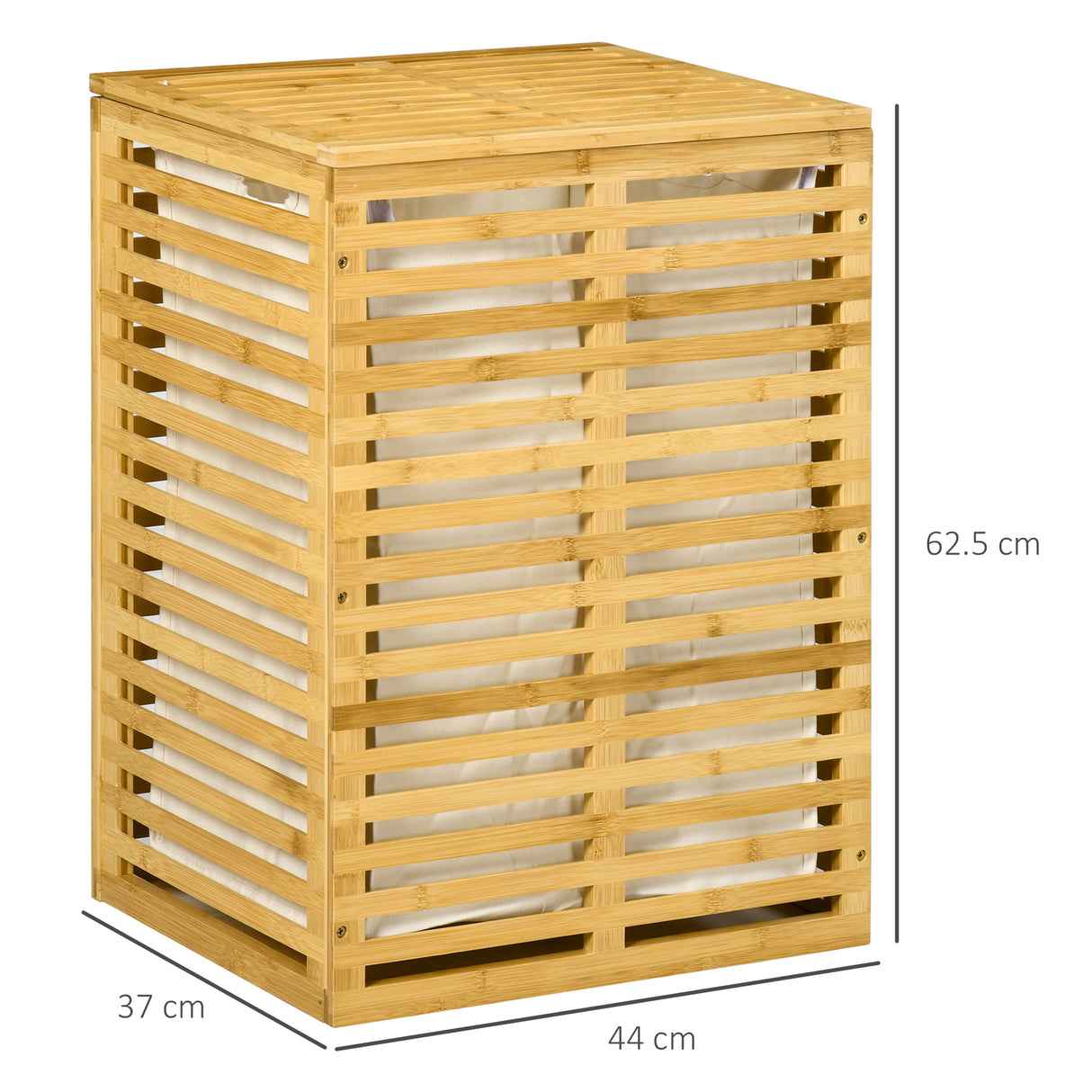 easycomfort easycomfort cesto portabiancheria in bambu con coperchio e sacca in poliestere removibile e lavabile 44x37x62 5 cm color legno