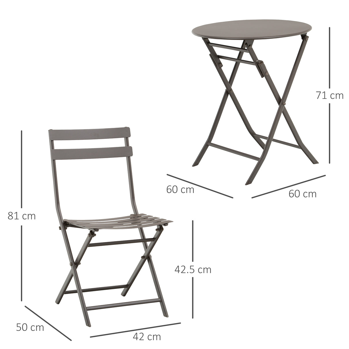 easycomfort easycomfort tavolino con sedie pieghevoli in acciaio marrone per balcone terrazzo giardino