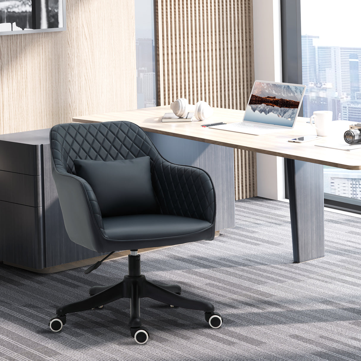 easycomfort easycomfort sedia ufficio ergonomica e regolabile in similpelle grigio scuro con 2 punti cuscino lombare massaggiante 57x70x78 86cm ean 8054144137742