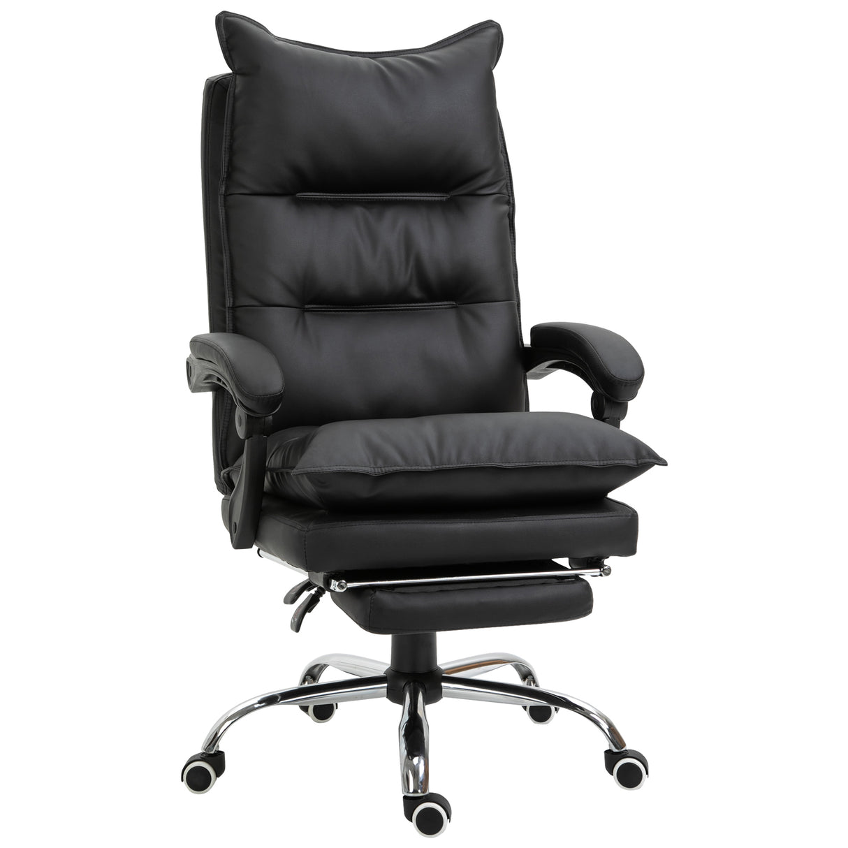 easycomfort easycomfort poltrona da ufficio in finta pelle nera sedia direzionale altezza regolabile con schiena alta reclinabile 155 e poggiapiedi ean 8054144139029