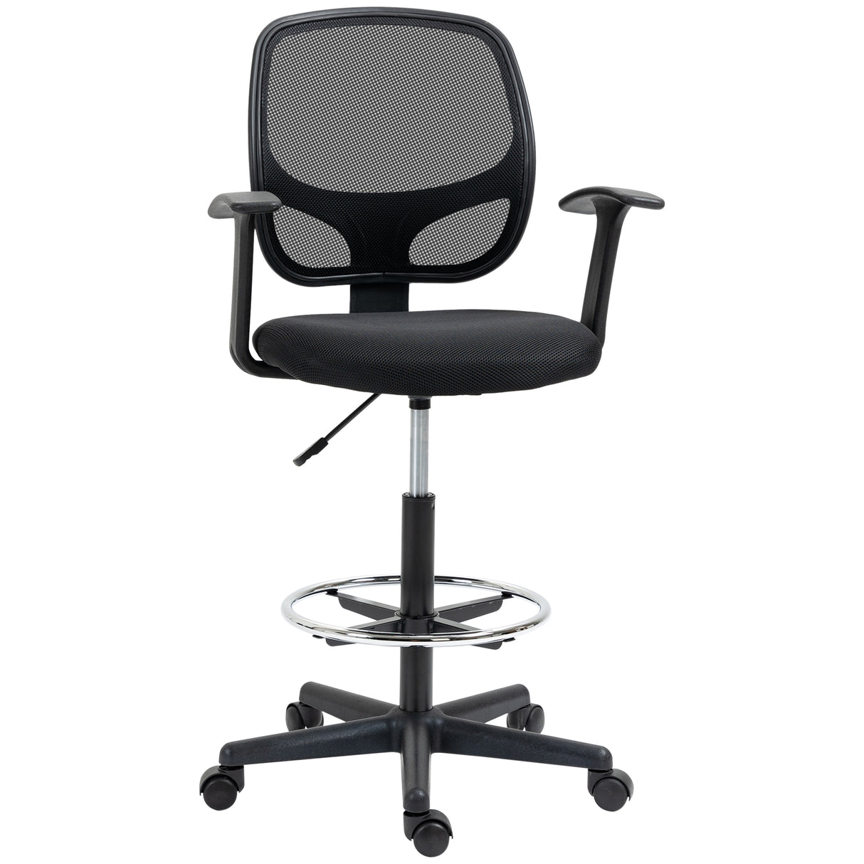easycomfort easycomfort sedia da ufficio ad altezza regolabile con braccioli rotelle e seduta imbottita 60x56x110 132 cm nera