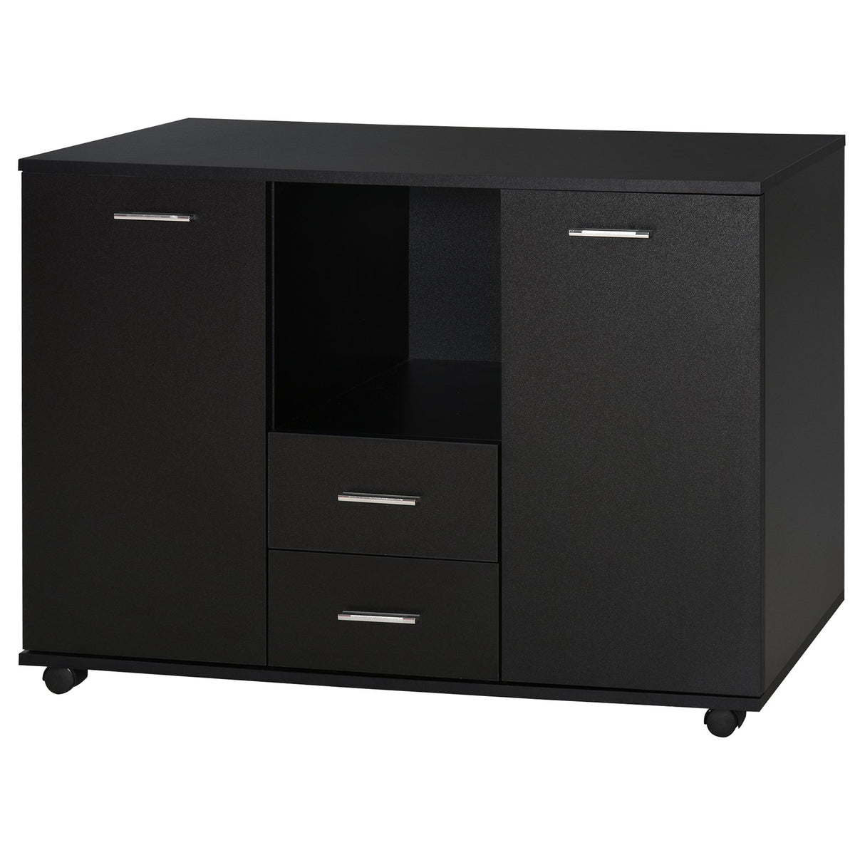 easycomfort easycomfort armadietto portastampante per lufficio con ruote a 360 in legno nero ean 8054111848787