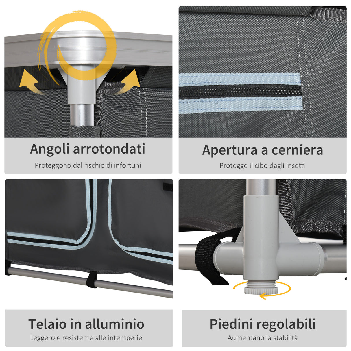 easycomfort easycomfort cucina da campeggio in alluminio con doppio armadietto 3 mensole e sacca di trasporto