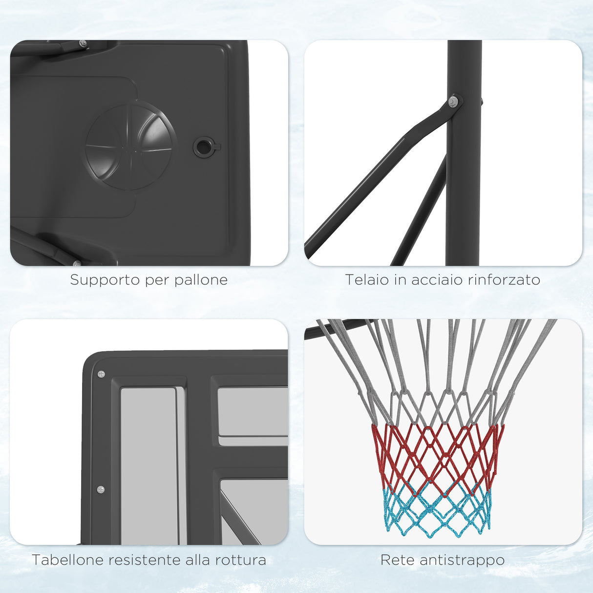 easycomfort canestro basket ad altezza regolabile per giardino e piscina con base riempibile 110x75x195 370 cm nero