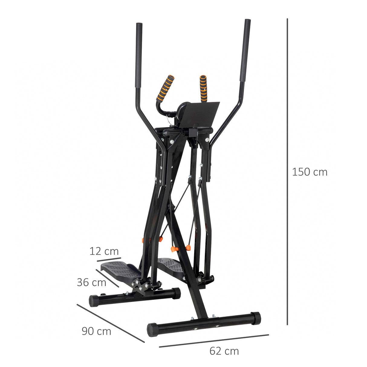 easycomfort cyclette ellittica con 4 livelli di resistenza monitor lcd e 2 ruote in acciaio e abs 90x62x150 cm nero