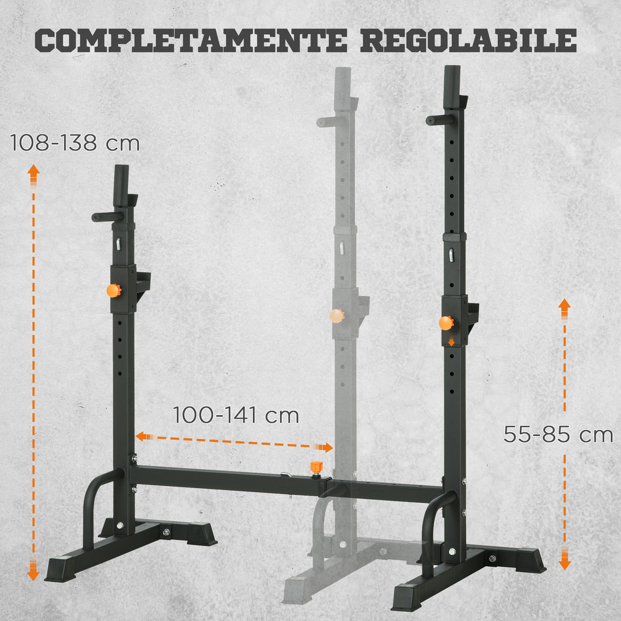 easycomfort porta bilanciere regolabile con supporti per dip station e push up 111 151x69x120 150 cm nero