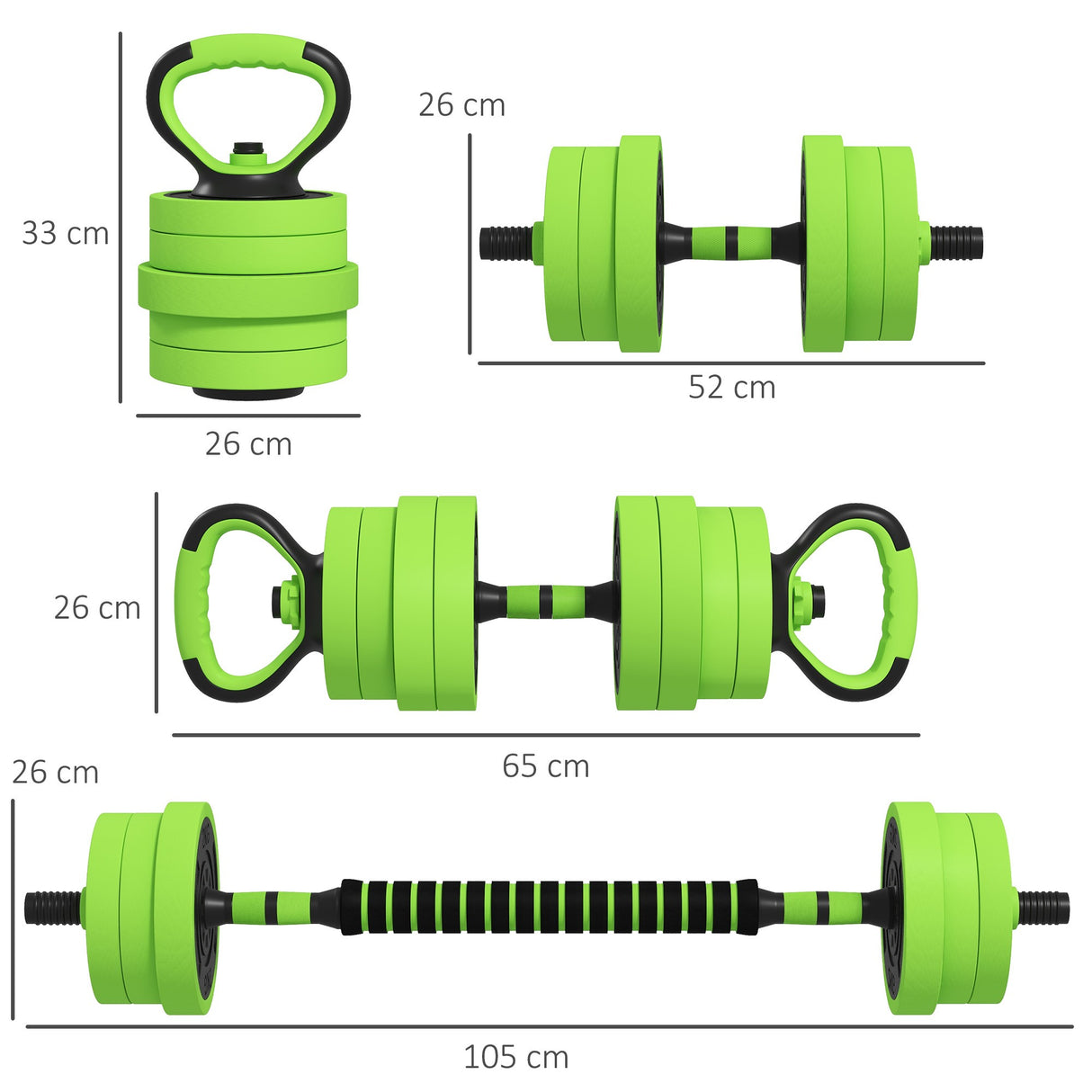 easycomfort pesi da palestra set 4 in 1 da 40kg totali utilizzabile come kettlebell manubri e bilancieri
